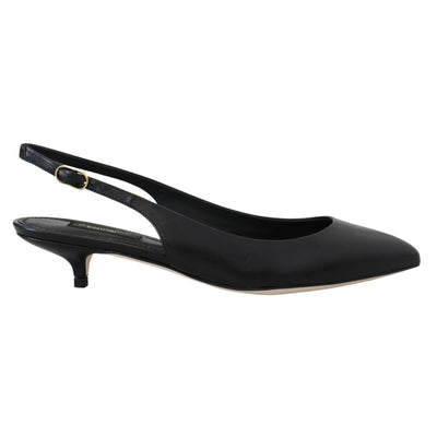 Pantofi slingback din piele neagră Dolce & Gabbana