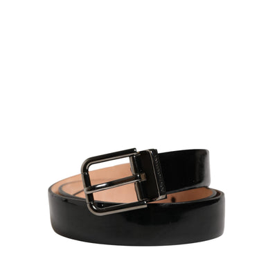 Dolce & Gabbana Black Classic Leather Metal Buckle Belt