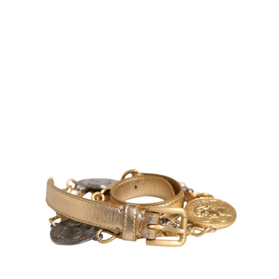 Dolce & Gabbana Gold Brass Chain Coin Embellished Metal Buckle Belt
