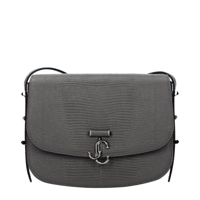 Geantă crossbody Jimmy Choo gri din piele netedă