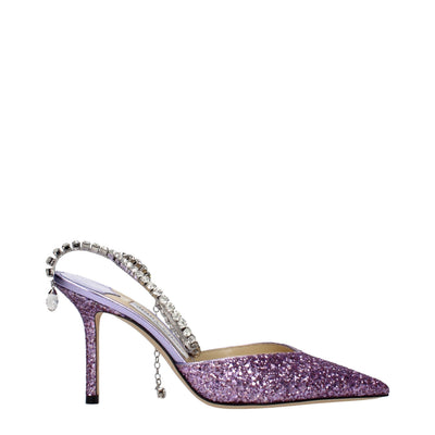 Sandale cu toc înalt Jimmy Choo mov cu glitter