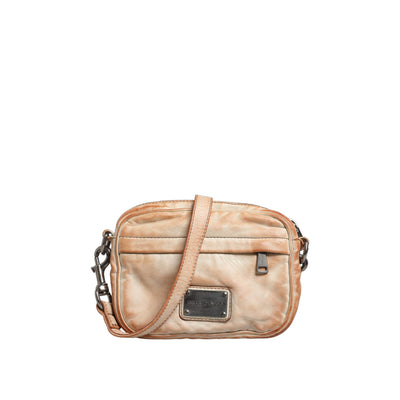 Dolce & Gabbana Beige Vintage Leather Logo Shoulder Bag