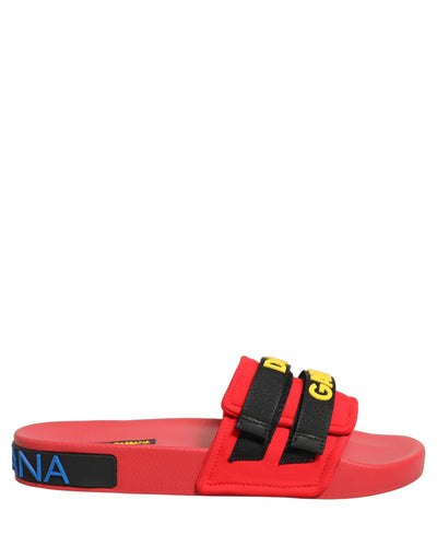Șlapi Dolce & Gabbana Red Neoprene Beachwear