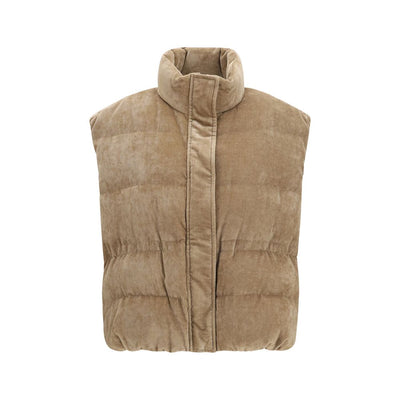 Brunello Cucinelli Vestă Bej fără Mâneci din Vâscoză