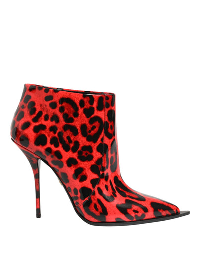 Ghete Dolce & Gabbana Cardinale cu Imprimeu Leopard în Roșu