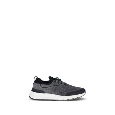 Sneakerși atletici din bumbac gri Brunello Cucinelli