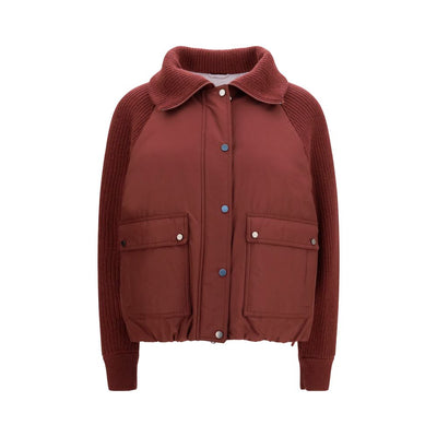 Brunello Cucinelli Geacă Lungă Bordo din Poliester