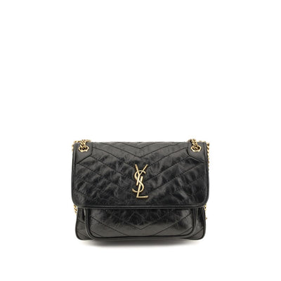 Saint Laurent Black Calf Leather Shoulder Bag