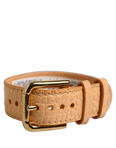 Brățară Dolce & Gabbana bej din piele cu imprimeu croco texturat
