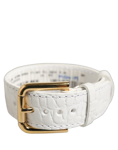 Brățară Dolce & Gabbana albă din piele croco cu cataramă aurie