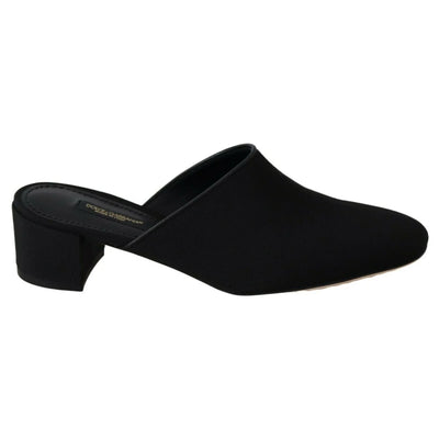 Dolce & Gabbana Black Grosgrain Slides Sandals