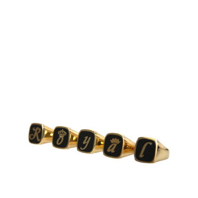 Dolce & Gabbana Gold Brass ROYAL Enamel Set of 5 Ring