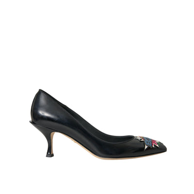 Dolce & Gabbana Black Leather BOOM Patch Pumps