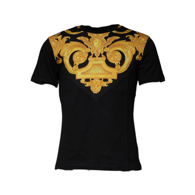 Tricou Versace din bumbac negru cu decolteu rotund și imprimeu Medusa