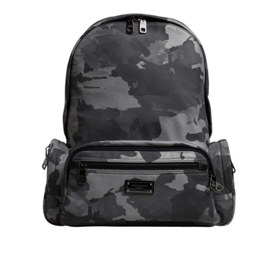 Dolce & Gabbana Grey Cotton Camouflage Logo Backpack