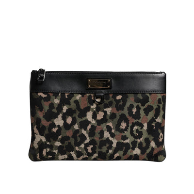 Geantă Plic Dolce & Gabbana cu Leopard Jacquard Multicolor și Logo