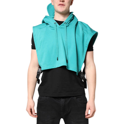 Dolce & Gabbana Green Cotton Hooded Sportswear Vest Sweater