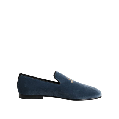 Dolce & Gabbana Blue Velvet DG Logo Formal Loafers