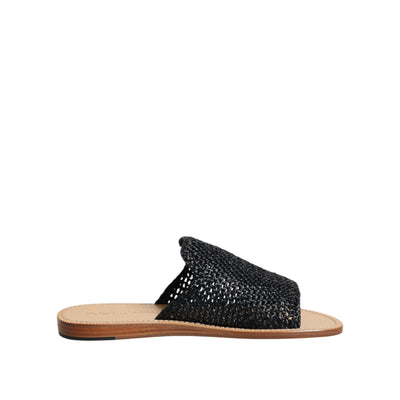 Dolce & Gabbana Papuci negri monocrom din rafie împletită
