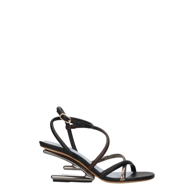 Sandale plate Fendi multicolore din piele