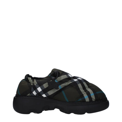 Pantofi fără șiret, tip mocasin, din material textil verde, Burberry
