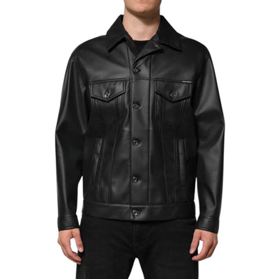 Dolce & Gabbana Black Button Down Biker Jacket