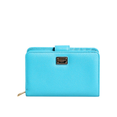 Portofel tip clutch Dolce & Gabbana Light Blue din piele, model bifold continental