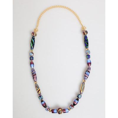 Colier Dolce & Gabbana Multicolor din mărgele de sticlă Murano, lanț auriu din alamă