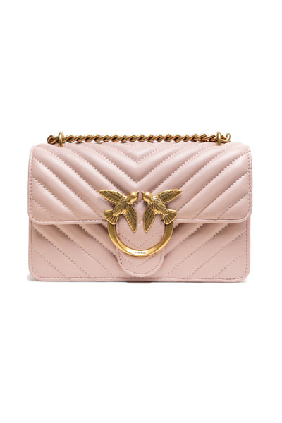 PINKO Powder Pink Love One Mini Chevron Shoulder Bag