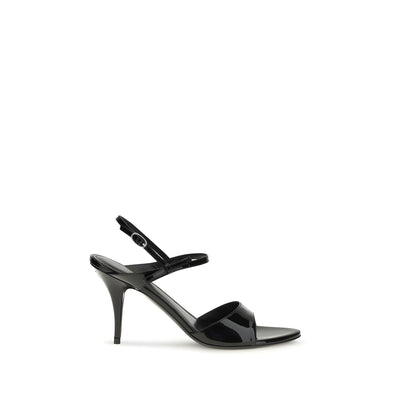 Balenciaga Black Calf Leather Stiletto Heel Sandals