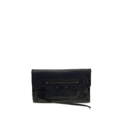 Plic Balenciaga negru din piele de miel