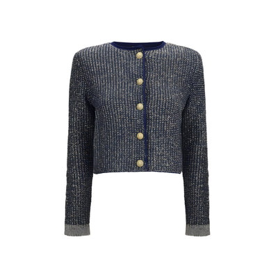 Cardigan Balmain albastru din poliamidă