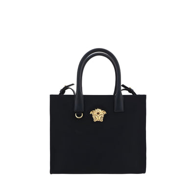 Geantă de umăr Versace neagră din bumbac