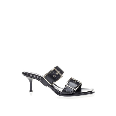 Alexander McQueen Sandale Negre din Piele cu Toc Stiletto