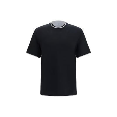 Tricou Brunello Cucinelli negru din bumbac