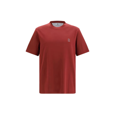 Tricou Brunello Cucinelli Bordeaux din bumbac