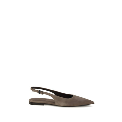 Brunello Cucinelli Brown Calf Leather Ballet Flats