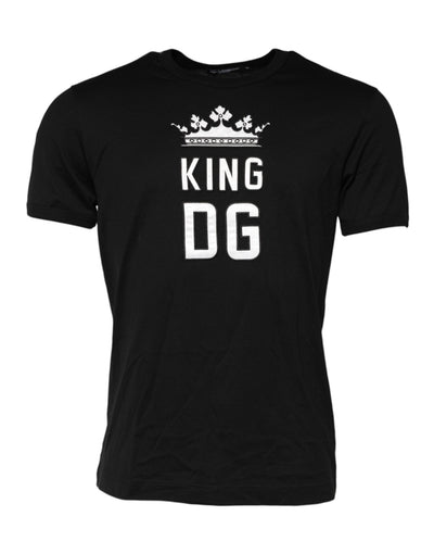 Tricou Dolce & Gabbana negru cu coroană DG King din bumbac