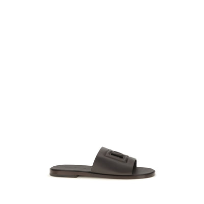 Sandale plate Dolce & Gabbana maro din piele