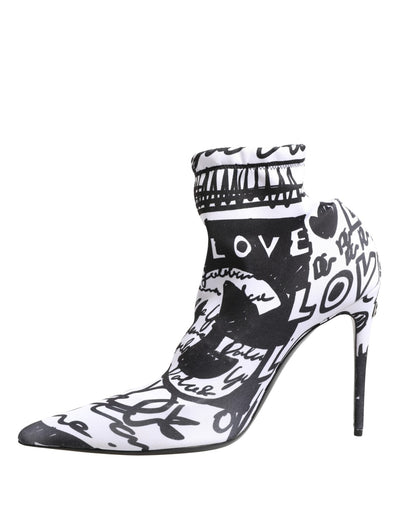 Ghete glezniere Dolce & Gabbana albe din material elastic
