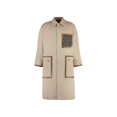 Palton Fendi bej din bumbac