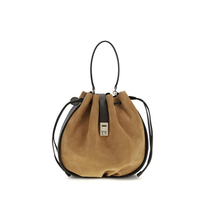 Geantă tip găleată Ferragamo din piele maro