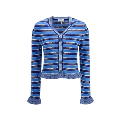 Ganni Blue Cotton Cardigan