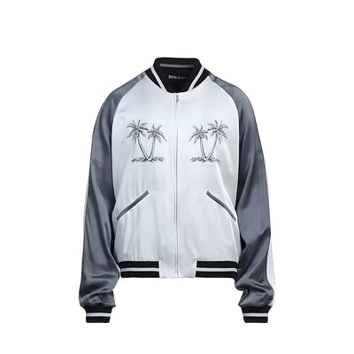 Jachetă bomber Palm Angels gri din acetat