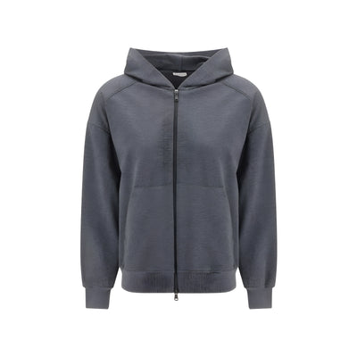 Bluză de molton gri Brunello Cucinelli din bumbac