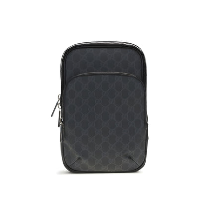 Geantă de umăr Gucci neagră din canvas GG Supreme