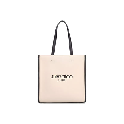 Geantă tote Jimmy Choo din pânză bej