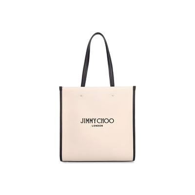 Geantă tote Jimmy Choo din pânză bej