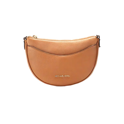 Michael Kors Dover Small Geantă crossbody half moon din piele texturată Luggage