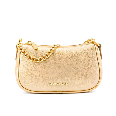 Geantă de umăr din piele aurie Michael Kors